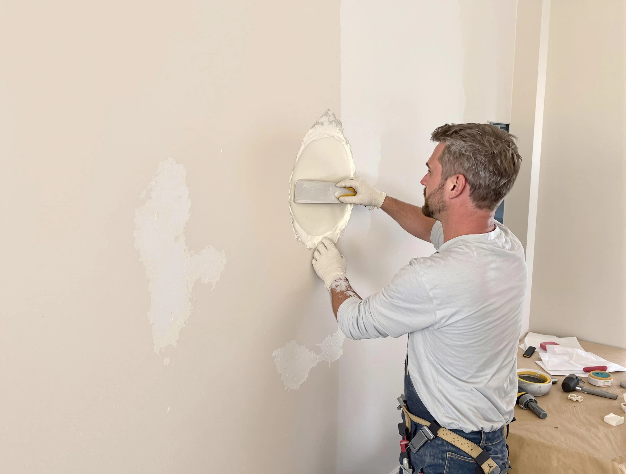 Phoenix House Painters technician patching a drywall hole in Phoenix, AZ