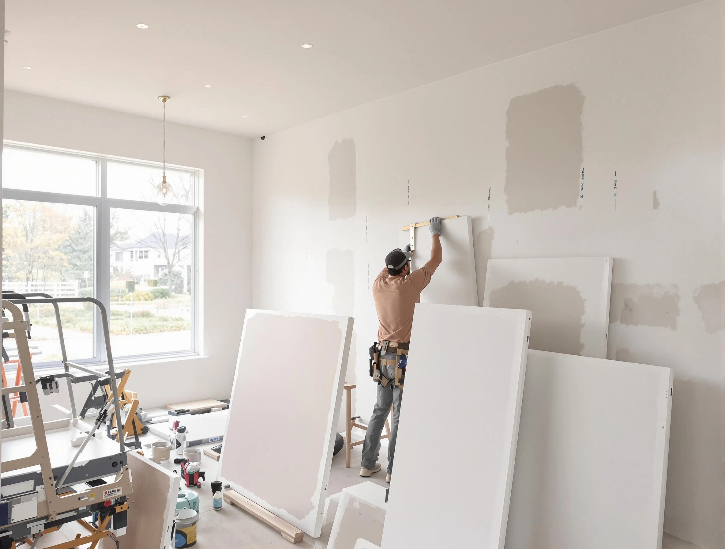 Phoenix House Painters precisely hanging drywall sheets in Phoenix, AZ