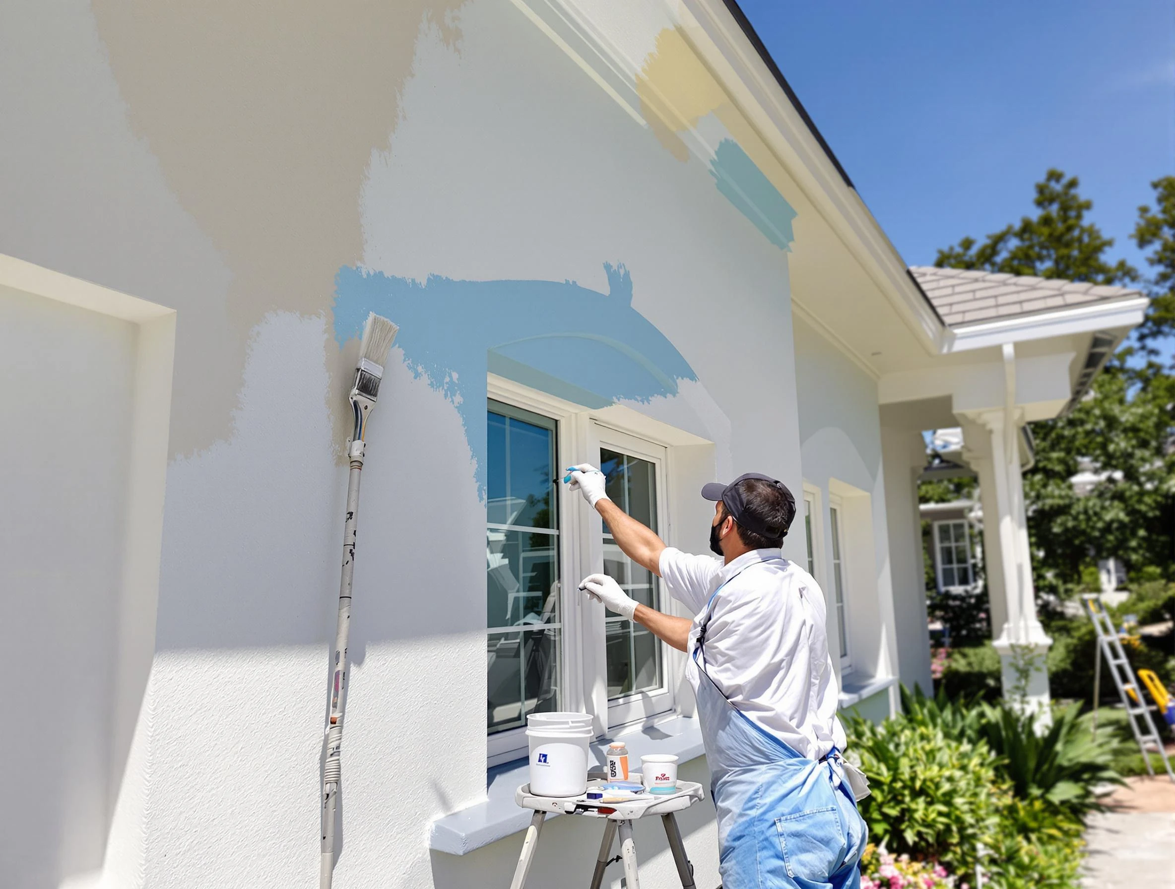 Phoenix House Painters professional painting the exterior of a house in Phoenix, AZ