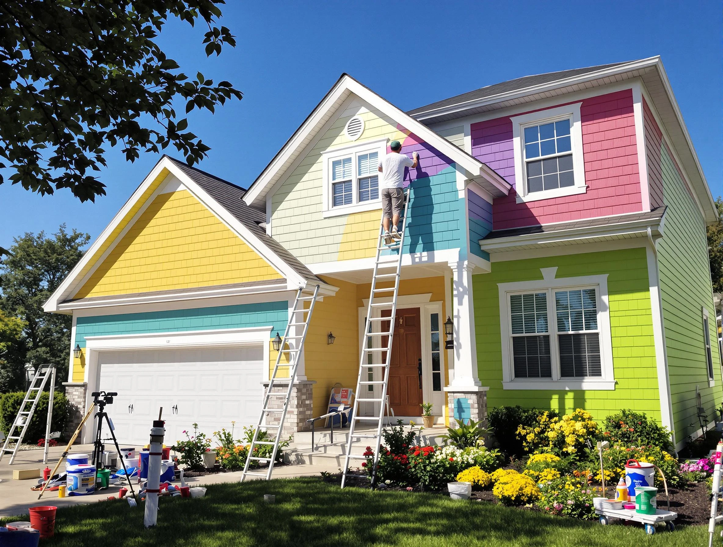 Phoenix House Painters professionals painting a home exterior in Phoenix, AZ
